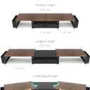 OPNICE Desk Organizers and Accessories, Dual Monitor Stand Riser with Drawer and 2 Pen Holders, Desk Shelf Wood Computer Racks for Office Workspace Organizers, Desktop Organization (Rustic Brown)