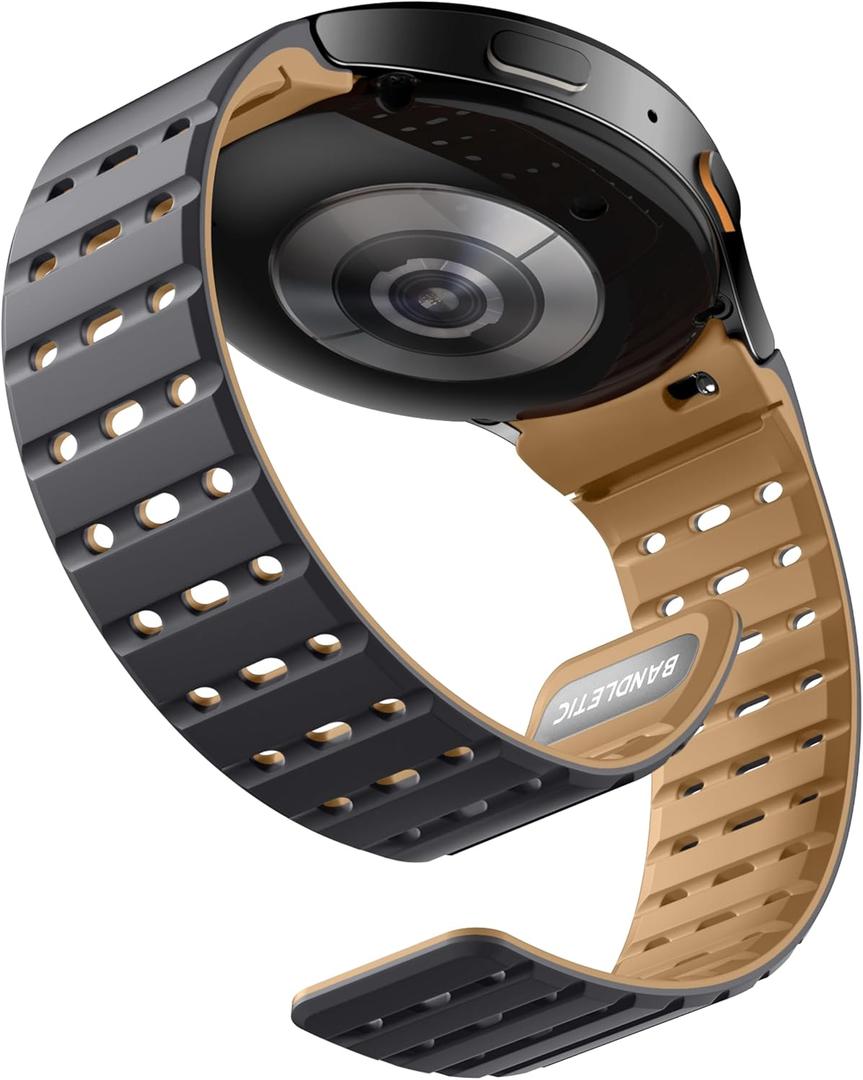 Bandletic Magnetic Silicone Band Compatible with Samsung Galaxy Watch 7 6 5 4 FE 40mm 44mm/for Galaxy Watch 6 4 Classic 43mm 47mm 42mm 46mm/Watch 5 Pro 45mm, 20mm No Gap Sport Strap for Men Women (Anthracite Gray/Ochre) Bandletic Magnetic Silicone Band Compatible with Samsung Galaxy Watch 7 6 5 4 FE 40mm 44mm/for Galaxy Watch 6 4 Classic 43mm 47mm 42mm 46mm/Watch 5 Pro 45mm, 20mm No Gap Sport Strap for Men Women (Anthracite Gray/Ochre)