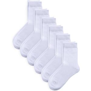 COTTON DAY Unisex Little Kids Youth Boys Girls Soft Cotton Crew Dress Socks Seamless Toe Black White Gray Navy 6 Pack (Large)