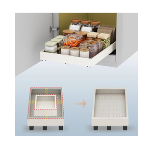 Pull out Cabinet Organizer,Expandable Width(11"-16"),Depth(17"-24") with 3 Rails,Roll out Drawers,No Drill Adjustable Slide out Shelves for Kitchen,Pantry,for Both Lip and Lip-Free Cabinets,White(1PC)