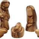 Zuluf Small Olive Wood Holy Family Figurines  Hand-Carved Nativity Set Scene with Joseph, Mary & Baby Jesus  Wooden Christmas Tree Decor for Catholic Indoor Display  HOF035