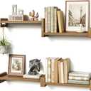 Vailando Floating Shelves for Wall, Set of 4 Solid Wood Wall Mounted Shelves, 16.15" Rustic Walnut Display Shelf for Bedroom, Living Room, Bathroom, Kitchen  Strong Load Capacity & Natural Pine