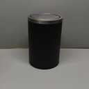Mbillion Small Trash Can with Swing Lid 2.4 Gallons/9 Liter, Mini Trash Can with lid, Stainless Steel Cylindrical Garbage Can for Home and Office Bathroom Bedroom, for Ground and Desktop(Black)