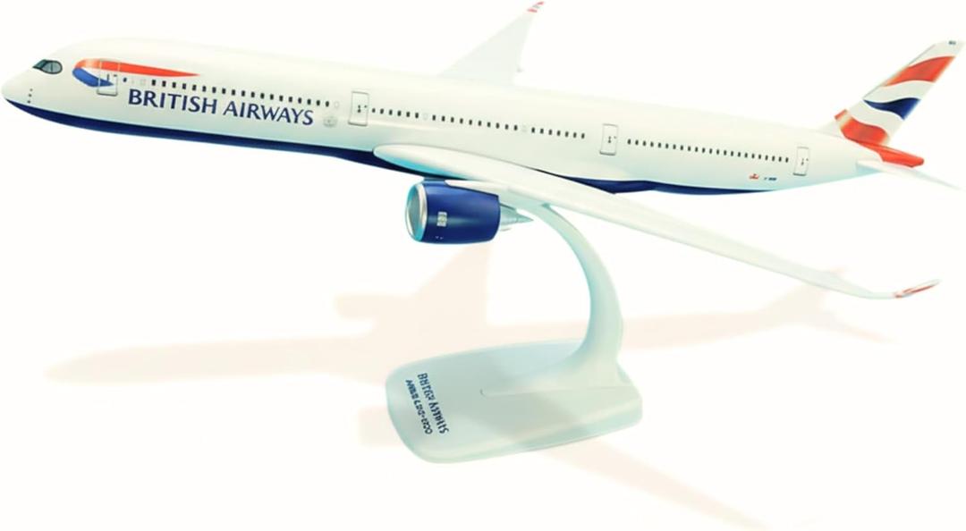 British Airways Airbus A350-1000 Model Plane  1/200 Scale, 14.5" Long - Large Plastic Detailed Display Model with Stand