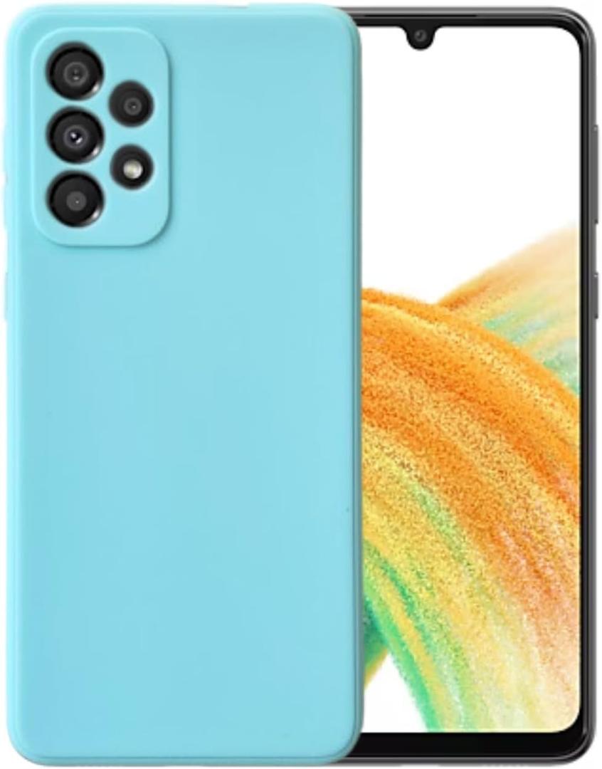Compatible with Samsung Galaxy A33 5G Soft Liquid Silicone Gel Cell Phone Mobile Basic Back case Cover casing funda para (Cyan Blue) Compatible with Samsung Galaxy A33 5G Soft Liquid Silicone Gel Cell Phone Mobile Basic Back case Cover casing funda para (Cyan Blue)
