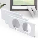 Dual Hose Portable Air Conditioner Window Kit, 5.9" Diameter Portable AC Window Vent Kit with Foam Seal Strip, Adjustable Window Seal Plates for Vertical & Horizontal Windows, White