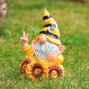 Joint Honglin Garden Sculptures & Statues Resin Summer Bee Gnome with Sunflower, Outdoor Funny Decoration Solar Light Figurine Gifts for Yard, Patio Decor for Mom