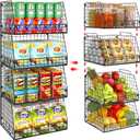 4 Pack XXL Stackable Wire Storage Basket, Extra Large Capacity Pantry Organizer and Storage, Muti-Purpose for Vegetable Fruit Basket & Can Organizer & Snack Rack & Metal Pantry Bin