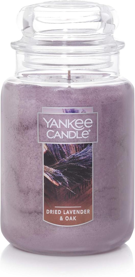 Yankee Candle Dried Lavender & Oak Scented Classic 22 Oz Large Jar Single Wick Aromatherapy Candle Over 110 Hours of Burn Time Ideal for Creating a Welcoming Home Perfect for Gifting