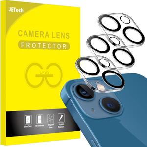 JETech Camera Lens Protector for iPhone 13 6.1-Inch and iPhone 13 mini 5.4-Inch, 9H Tempered Glass, HD Clear, Anti-Scratch, Case Friendly, Does Not Affect Night Shots, 3-Pack