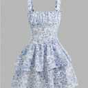 Floerns Girl's Cute Bowknot Floral Short Dress Sleeveless Boho Tiered Dresses