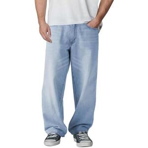 Mens Baggy Jeans Loose Fit Wide Leg Jeans Streetwear Pants Y2K Carpenter Denim Black Vintage Oversized Jean for Men, Size XL