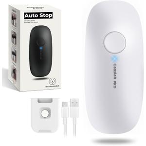Canslab Ultrablade PRO Auto Stop Can Opener - Rechargeable Electric Can Opener for Kitchen for Seniors with Arthritis - One Touch Side Cut Opener, Smooth Edge, Handfree, Wall Mounted Small Size, White