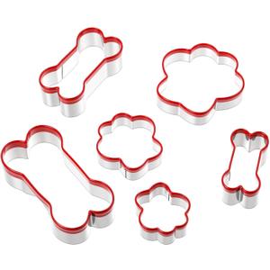 Dog Bone Cookie Cutters for Treats 6 Size Dog Bone & Paw Cookie Cutters, Stainless Steel Biscuit Mold with Soft PVC Cover Coated