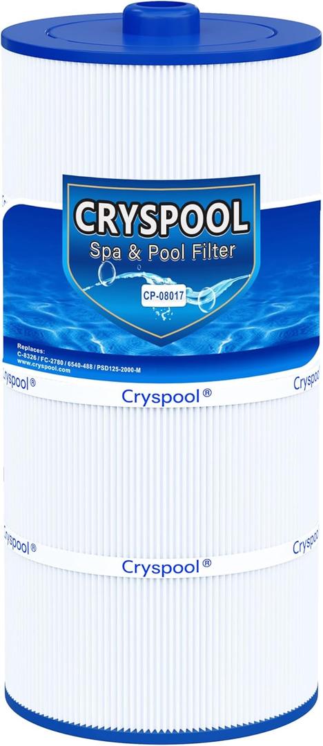 Cryspool 08017 Filter Compatible with 6540-488, Sundance Double End 120, PSD125-2000, C-8326, FC-2780, Magnum SU125, 125 Sq. Ft Spa Filter Cartridge, 1 Pack