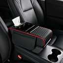 Center Console Cover,Car Armrest Cushion Multifunctional with 2 Storage Bags Cup Holder,Phone Slot,Tissue Box Slot for Most Cars Accessories Interior Organizers-Black+Red 13.8x7.9 in