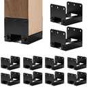 4x4 Post Base 10 PCS Post Bracket, Heavy Duty Metal Fence Post Anchor (Inner Size 3.6"x3.6"), Black Post Base for Concrete for Wood Deck Pergola Porch Railing Mailbox Support