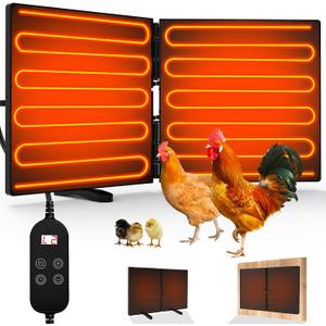 Chicken Coop Heater for Winter, Adjustable Temperature and Time Setting Chicken Heater for Inside Coop, 220W Radiant Heat Large Size Waterproof Chicken Coop Warmer for Outdoor Pet, 22.5'' X 11.2''