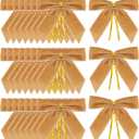 Gloreyan 24Pcs Christmas Velvet Bows, 3.5 Inches Xmas Velvet Ribbon Bow with Twist Tie Decorative Bows Ornaments for Christmas Tree Wreath DIY Craft Gift Wrapping Decoration Party Supply (Khaki)