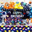 Hombae Outer Space Birthday Party Decorations, Space Themed Party Supplies with Balloons, Backdrop, Dinner & Dessert Plates, Banner, Tablecloth, Cups, Napkins, Cutlery for Kids Birthday