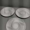 DEAYOU 3 Pack Ceramic Chip and Dip Serving Tray, Porcelain Divided Serving Plate, 10" Decorative Sectional Platter, 5-Compartment Stoneware Appetizer Fruit Dish for Party, Veggie, Snack, Entertain