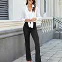 Womens Bootcut Dress Pants Business Casual Work Pants with Pockets High Waist Stretchy Trousers Pull On Office Slacks (Black, S)