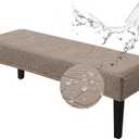 Genina Stretch Jacquard Dining Bench Cover - Anti-Dust Removable Bench Slipcover Washable Bench Seat Protector Cover for Living Room, Bedroom, Kitchen-Taupe (Macrophyte)