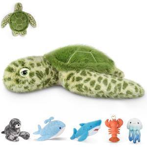 Niuniu Daddy 20" | 3.3 Pound Weighted Sea Turtle Stuffed Animals for Kid, Fluffy Weighted Sea Turtle Plush Toy for Toddler Teen Adult, Large Green Plushies Pillow with Soft Fur for Christmas Birthday