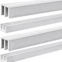 Landical 2 Set Metal Sliding Door Track Set, 4FT Metal Upper & Lower Tracks for 1/8" Thick Panels, Cabinet & DIY Door Replacement (Silver)