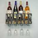 Southern Homewares Wine Bottle Rack & Glass Holder  Shabby Chic Vintage Decor for Kitchen or Bar, Wine Display Shelf, SH-10228