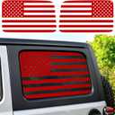Red Rear Window American Flag Decal for Jeep Wrangler JL JLU 2018 2019 2020 2021 2022 2023 2024 2025, Precut Back Side Window Glass USA Flag Vinyl Sticker Car Exterior Accessories