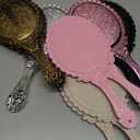 Qunclay 12 Pcs Vintage Handheld Mirror, 9.8" L x 4.5" W Small Colorful Embossed Portable Princess Mirror for Classroom Kids Princess Party Favors Travel
