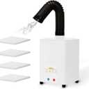 Desktop Air Purifier & Fume Extractor for Laser Engraving, Activated Carbon and HEPA Filter, 99.97% Filtration, 120 to 180m/h Suction, 58dB, 3-Speed, Portable Smoke Cleaner for 110V to 220V Voltage
