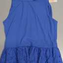 dowerme Women Summer Dresses 2025 Casual Sleeveless Crewneck A-Line Boho Lace Eyelet Cotton Tank Maxi Dress with Pockets (Blue)