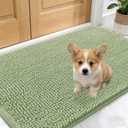 OLANLY Dog Door Mat for Muddy Paws 24x16, Absorbs Moisture and Dirt, Absorbent Non-Slip Washable Doormat, Quick Dry Chenille Mud Mat for Dogs, Entry Indoor Entryway Carpet for Inside Floor, Sage Green