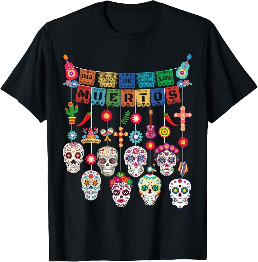Dia De Los Muertos Funny Day of The Dead Hanging Skulls T-Shirt Size XL