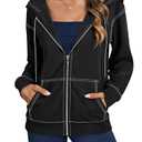 LYANER Women's Zip Up Hoodie Lightweight Long Sleeve Jackets With Zipper Fall Fashion Hooded Sweatshirt Black X-Small
