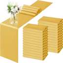 Horbaunal 24 Pack Yellow Gold Satin Table Runner 12 x 108 Inch, Smooth Table Runners for Wedding Banquets Birthday Party