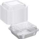 20 Pcs Plastic Clear Lids for 8x8 Aluminum Foil Pans, 1 Inch Height Disposable Dome Lids Only, Airtight Cover for Half Size Steam Table Pans, Catering, Baking, Food Storage