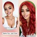 HMHIFI Long Red Wig for Women 26Inch Wavy Curly Wigs Synthetic Heat Resistant Hair Replacement Wig for Daily Party Halloween Costume