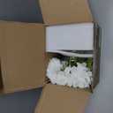 Hollyone Hydrangea Artificial Flowers with Vase White Silk Fake Flowers Arrangements in Glass Vase with Faux Water for Home Bathroom Office Table Centerpiece Shelf Decorations