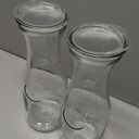 Set of 2 Glass Carafe with Lids, 1 Liter Water Pitcher Carafe for Mimosa Bar, Brunch, Cold Water, Beverage, Wine, Iced Tea, Lemonade - 2 Wooden Chalkboard Tags Included