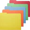 Amazon Basics Sturdy File Folders with Tabs for Filing and Organization, AMZ401, Letter Size, Assorted Colors, 100-Pack