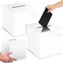Adorox 10'x10' Money Box & Memory Cards Reception Centerpiece Elegant White Keepsake Gift Box for Weddings, Birthdays, Anniversaries White
