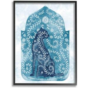 Stupell Industries Regal Cheetah Jungle Animal Vines Blue Arabesque Watercolor, Designed by Ziwei Li Wall Art, 24" x 30", Black Framed Stupell Industries Regal Cheetah Jungle Animal Vines Blue Arabesque Watercolor, Designed by Ziwei Li Wall Art, 24" x 30", Black Framed