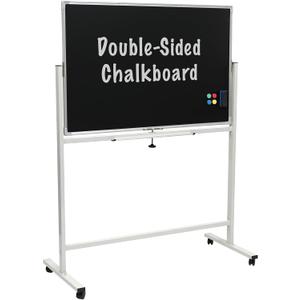 Excello Global Products 48" x 32" Reversible Chalkboard on Wheels (White Frame)