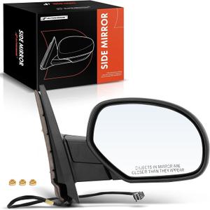 A-Premium Side View Mirror - Compatible with Chevy & GMC Models -Silverado 1500 2500 3500 HD, Avalanche, Suburban, Tahoe, Sierra, Yukon - 2007-2013 - Power Heated Manual Folding Passenger Side Mirror