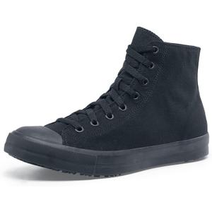Shoes for Crews Pembroke, Men's, Women's, Unisex Slip Resistant Work Shoes, Water Resistant Sneakers, Black Canvas or Leather (10.5 Women/9 Men)