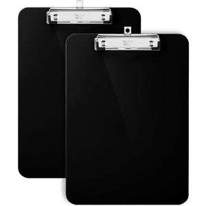 Mr. Pen- Plastic Clipboard, 12.5" x 9", 2 Pack, Black Clipboard Plastic, Low-Profile Metal Clip with Retractable Hanging Hole