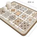 Mandala Boho Dish Drying Mats For Kitchen Counter Dryer Coffee Maker Bar Mat Table Countertop Pot Rubber Spill Pad (B Style, 23.615.7)